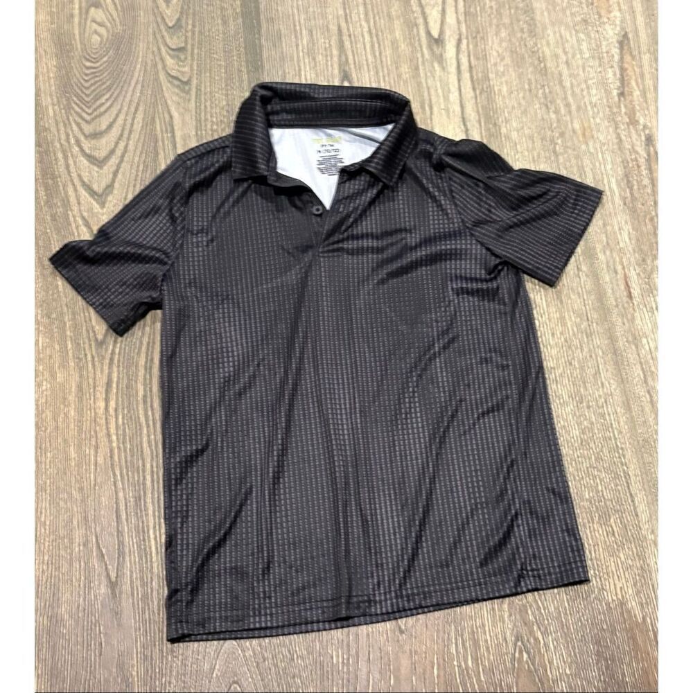 Tek Gear Kids Boys Dry Tek Printed Polo Shirt Short Sleeves Black Size M 10-12